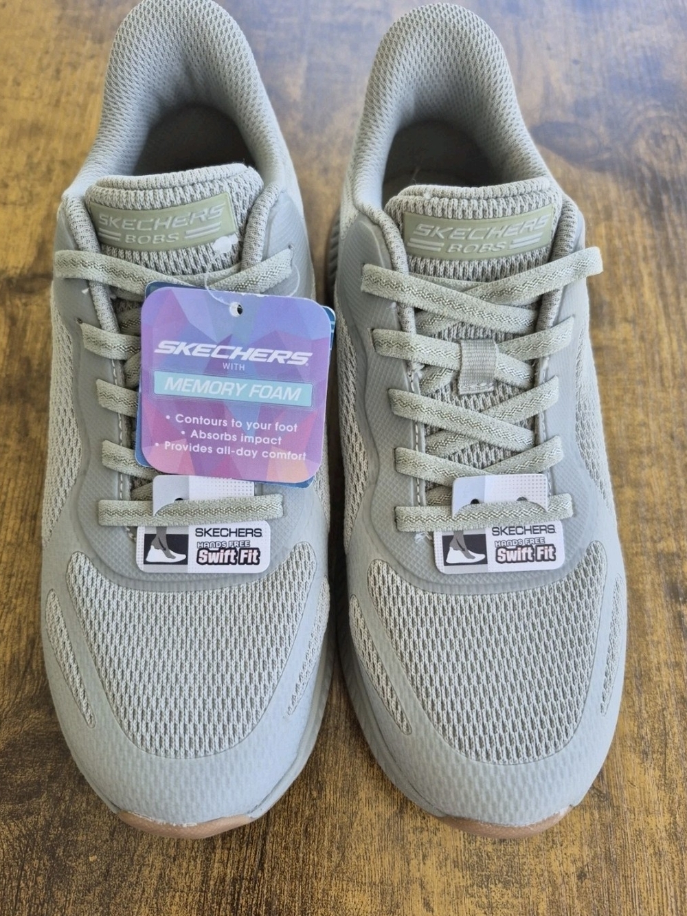 Skechers Slip-ins BOBS Sport Squad 4 Olive Grey Sneakers Size 6.5 NWT - Picture 2 of 16